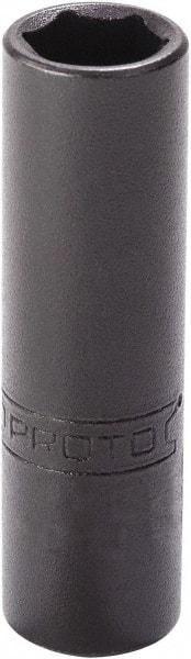 Proto - 1/4", 1/4" Drive, Deep Hand Socket - 6 Points, 2" OAL, Alloy Steel, Black Finish - Exact Tool & Supply