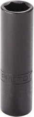 Proto - 1/4", 1/4" Drive, Deep Hand Socket - 6 Points, 2" OAL, Alloy Steel, Black Finish - Exact Tool & Supply