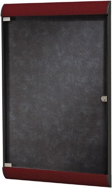 Ghent - 42.13" Wide x 27-3/4" High Enclosed Cork Bulletin Board - Vinyl, Stone (Color) - Exact Tool & Supply