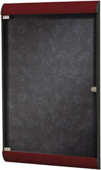 Ghent - 42.13" Wide x 27-3/4" High Enclosed Cork Bulletin Board - Vinyl, Stone (Color) - Exact Tool & Supply