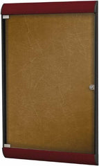 Ghent - 42.13" Wide x 27-3/4" High Enclosed Cork Bulletin Board - Vinyl, Navy Blue - Exact Tool & Supply