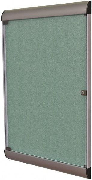 Ghent - 42.13" Wide x 27-3/4" High Enclosed Cork Bulletin Board - Vinyl, Black - Exact Tool & Supply