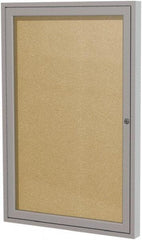 Ghent - 36" Wide x 30" High Enclosed Cork Bulletin Board - Vinyl, Caramel - Exact Tool & Supply