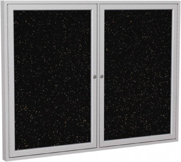 Ghent - 48" Wide x 36" High Enclosed Cork Bulletin Board - Rubber, Tan Speckled - Exact Tool & Supply