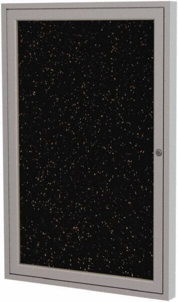 Ghent - 36" Wide x 30" High Enclosed Cork Bulletin Board - Rubber, Tan Speckled - Exact Tool & Supply