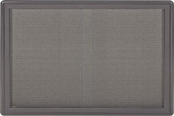 Ghent - 47" Wide x 34" High Enclosed Cork Bulletin Board - Fabric Covered, Black - Exact Tool & Supply