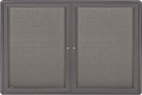 Ghent - 34" Wide x 24" High Enclosed Cork Bulletin Board - Fabric Covered, Black - Exact Tool & Supply