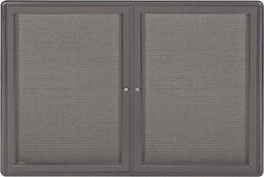 Ghent - 34" Wide x 24" High Enclosed Cork Bulletin Board - Fabric Covered, Black - Exact Tool & Supply
