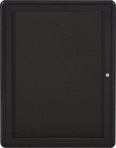 Ghent - 34" Wide x 24" High Enclosed Cork Bulletin Board - Fabric Covered, Gray - Exact Tool & Supply