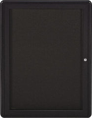 Ghent - 34" Wide x 24" High Enclosed Cork Bulletin Board - Fabric Covered, Gray - Exact Tool & Supply
