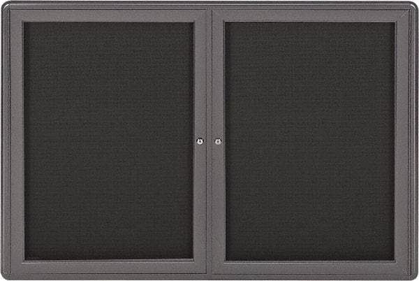Ghent - 34" Wide x 24" High Enclosed Cork Bulletin Board - Fabric Covered, Gray - Exact Tool & Supply