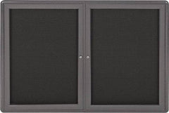 Ghent - 34" Wide x 24" High Enclosed Cork Bulletin Board - Fabric Covered, Gray - Exact Tool & Supply