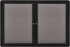 Ghent - 34" Wide x 24" High Enclosed Cork Bulletin Board - Fabric Covered, Black - Exact Tool & Supply