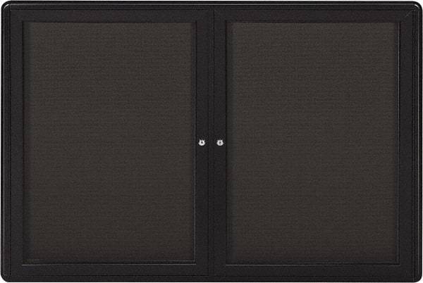 Ghent - 47" Wide x 34" High Enclosed Cork Bulletin Board - Fabric Covered, Gray - Exact Tool & Supply