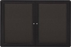Ghent - 47" Wide x 34" High Enclosed Cork Bulletin Board - Fabric Covered, Gray - Exact Tool & Supply