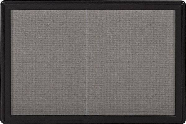 Ghent - 47" Wide x 34" High Enclosed Cork Bulletin Board - Fabric Covered, Black - Exact Tool & Supply