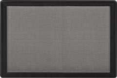 Ghent - 47" Wide x 34" High Enclosed Cork Bulletin Board - Fabric Covered, Black - Exact Tool & Supply