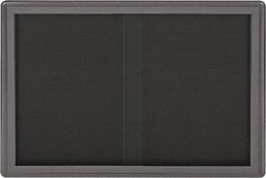 Ghent - 47" Wide x 34" High Enclosed Cork Bulletin Board - Fabric Covered, Gray - Exact Tool & Supply