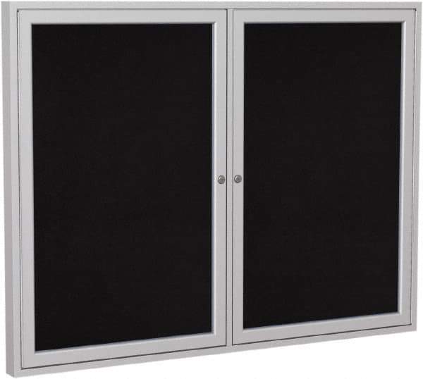 Ghent - 48" Wide x 36" High Enclosed Cork Bulletin Board - Rubber, Black - Exact Tool & Supply