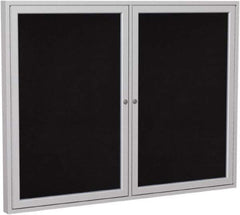 Ghent - 48" Wide x 36" High Enclosed Cork Bulletin Board - Rubber, Black - Exact Tool & Supply