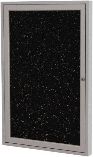 Ghent - 36" Wide x 24" High Enclosed Cork Bulletin Board - Rubber, Tan Speckled - Exact Tool & Supply