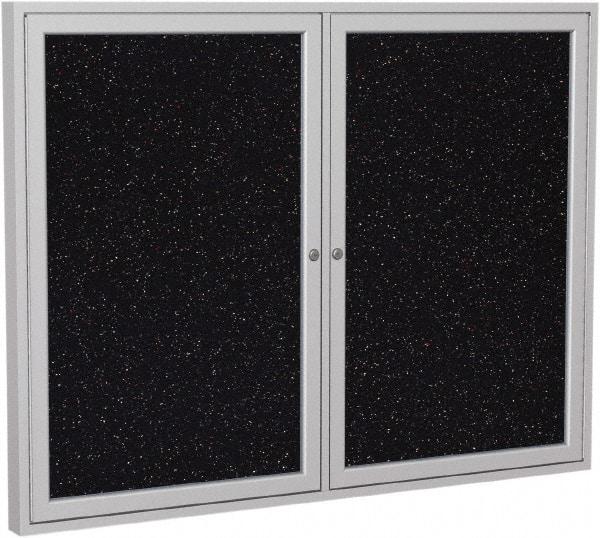 Ghent - 48" Wide x 36" High Enclosed Cork Bulletin Board - Rubber, Confetti (Color) - Exact Tool & Supply