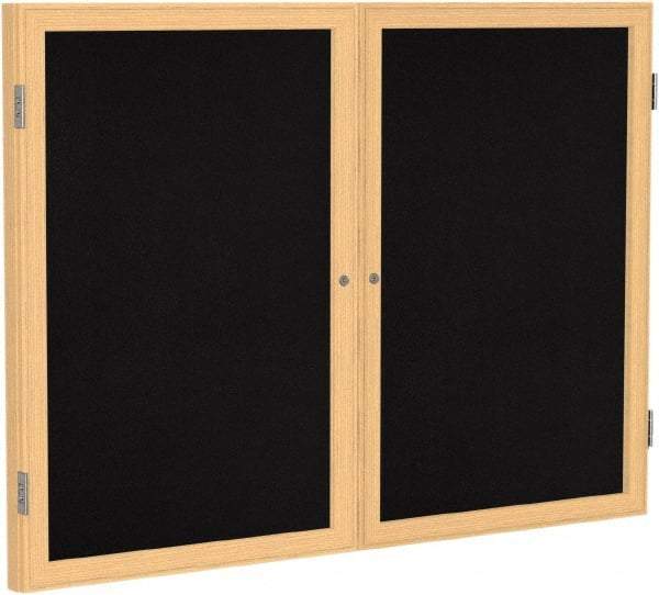Ghent - 48" Wide x 36" High Enclosed Cork Bulletin Board - Rubber, Black - Exact Tool & Supply