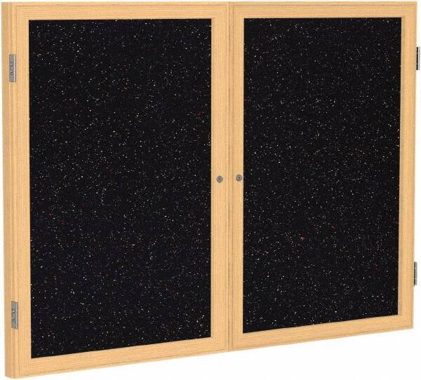 Ghent - 48" Wide x 36" High Enclosed Cork Bulletin Board - Rubber, Confetti (Color) - Exact Tool & Supply
