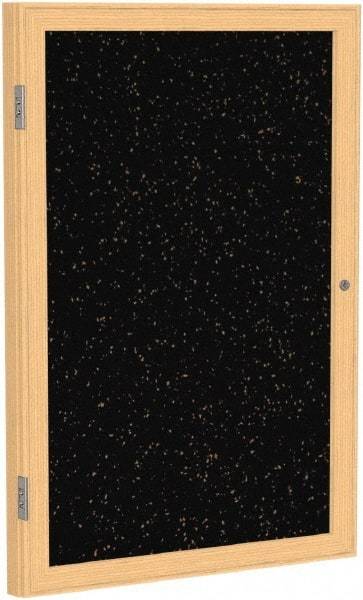 Ghent - 36" Wide x 24" High Enclosed Cork Bulletin Board - Rubber, Tan Speckled - Exact Tool & Supply