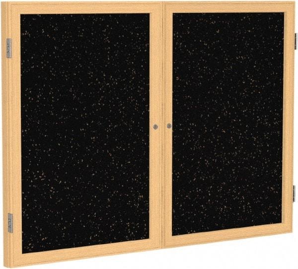 Ghent - 48" Wide x 36" High Enclosed Cork Bulletin Board - Rubber, Tan Speckled - Exact Tool & Supply