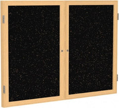 Ghent - 48" Wide x 36" High Enclosed Cork Bulletin Board - Rubber, Tan Speckled - Exact Tool & Supply