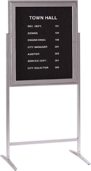 Ghent - 1 Door, 30 Inch Wide x 36 Inch High, Acrylic Enclosed Letter Board - Silver Satin - Exact Tool & Supply