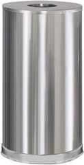 Rubbermaid - 15 Gal Silver Round Decorative Waste Receptacle With Top - Steel, 28" High - Exact Tool & Supply