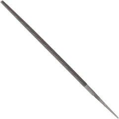 Anglo American - 10" Long, Smooth Cut, Round American-Pattern File - Double Cut, 0.37" Overall Thickness, Tang - Exact Tool & Supply