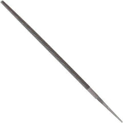 Anglo American - 10" Long, Second Cut, Round American-Pattern File - Double Cut, 0.37" Overall Thickness, Tang - Exact Tool & Supply
