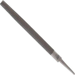Anglo American - 10" Long, Bastard Cut, Half Round American-Pattern File - Double Cut, 0.28" Overall Thickness, Tang - Exact Tool & Supply
