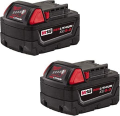 Milwaukee Tool - 18 Volt Lithium-Ion Power Tool Battery - 5 Ahr Capacity, 110 min Charge Time, Series RED LITHIUM - Exact Tool & Supply