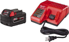 Milwaukee Tool - 18 Volt Lithium-Ion Power Tool Battery - 5 Ahr Capacity, 110 min Charge Time, Series RED LITHIUM - Exact Tool & Supply