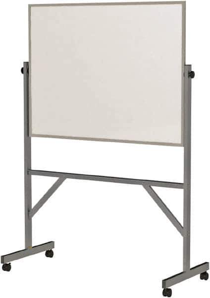 Ghent - 72" High x 53" Wide Reversible Dry Erase Board - Porcelain, 20" Deep, Includes Eraser & 4 Markers - Exact Tool & Supply