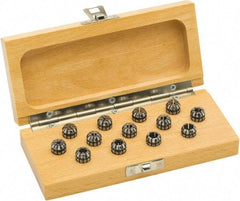 Parlec - 13 Piece, 1mm to 7mm Capacity, ER Collet Set - 0.0002" TIR, Increments of 0.0197", Series ER11 - Exact Tool & Supply