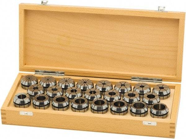 Parlec - 23 Piece, 4mm to 26mm Capacity, ER Collet Set - 0.0002" TIR, Increments of 0.0394", Series ER40 - Exact Tool & Supply