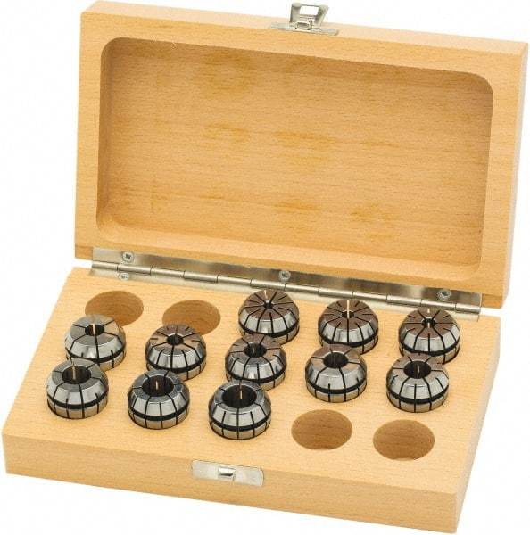 Parlec - 11 Piece, 1/8" to 5/8" Capacity, ER Collet Set - 0.0002" TIR, Series ER25 - Exact Tool & Supply