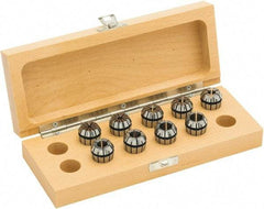 Parlec - 9 Piece, 1/8" to 1/2" Capacity, ER Collet Set - 0.0002" TIR, Series ER20 - Exact Tool & Supply