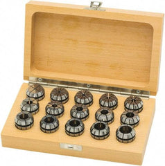 Parlec - 15 Piece, 2mm to 16mm Capacity, ER Collet Set - 0.0002" TIR, Increments of 0.0394", Series ER25 - Exact Tool & Supply