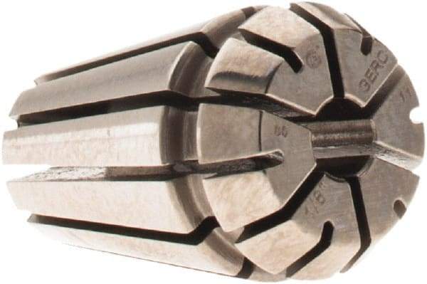 Parlec - 1/8" ER11 Collet - 0.0002" TIR, 0.708" OAL, 0.452" Overall Diam - Exact Tool & Supply