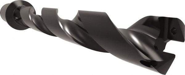 Allied Machine and Engineering - Series 32, 32 to 35mm Diam, 1-1/2" Diam Straight Shank with Flange, Helical Flute Spade Drill - 9-41/64" Max Depth, 11-23/32" Body Length, 14-13/32" OAL, Standard Length, Through Coolant - Exact Tool & Supply