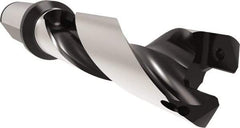 Allied Machine and Engineering - Series 26, 26 to 28.99mm Diam, 32mm Diam Straight Shank with Flange, Helical Flute Spade Drill - 87mm Max Depth, 128.1mm Body Length, 188.1mm OAL, Standard Length, Through Coolant - Exact Tool & Supply