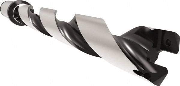 Allied Machine and Engineering - Series 26, 26 to 28.99mm Diam, 32mm Diam Straight Shank with Flange, Helical Flute Spade Drill - 202.9mm Max Depth, 244mm Body Length, 304.1mm OAL, Standard Length, Through Coolant - Exact Tool & Supply