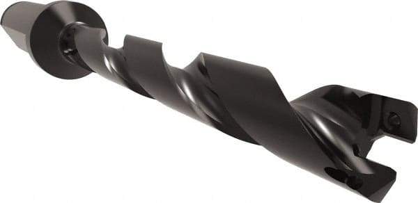 Allied Machine and Engineering - Series 11, 11 to 12mm Diam, 5/8" Diam Straight Shank with Flange, Helical Flute Spade Drill - 3-19/64" Max Depth, 4-11/32" Body Length, 6-7/32" OAL, Standard Length, Through Coolant - Exact Tool & Supply