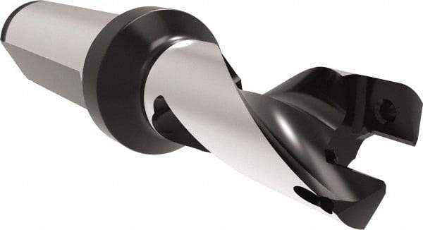 Allied Machine and Engineering - Series 17, 17 to 17.99mm Diam, 20mm Diam Straight Shank with Flange, Helical Flute Spade Drill - 21mm Max Depth, 50.5mm Body Length, 100.5mm OAL, Short Length, Through Coolant - Exact Tool & Supply